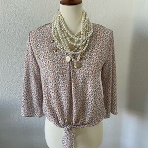 Francesca's Collections White and Orange Blouse